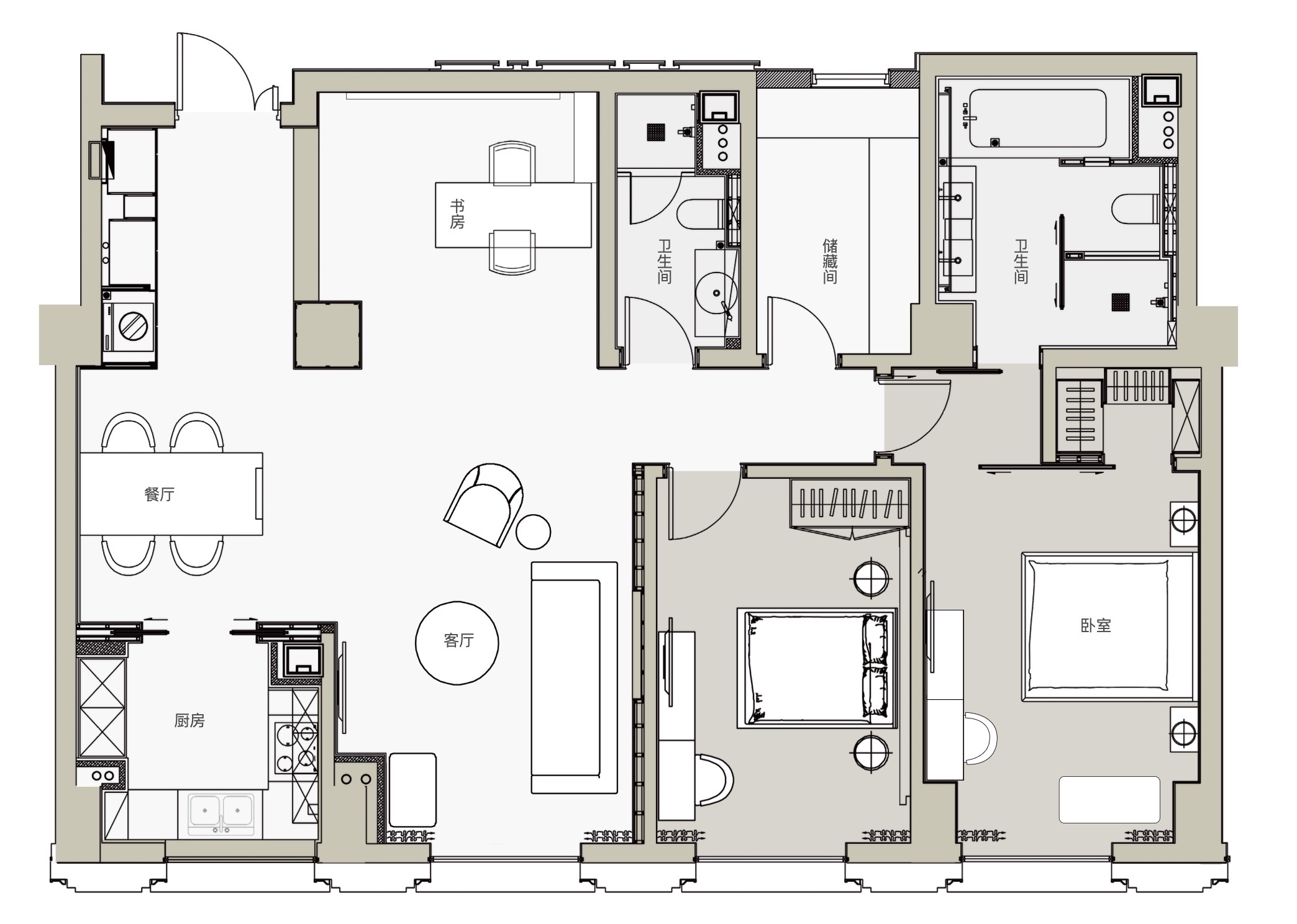 2+1户型 面积:165平米 平面图.jpg